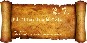 Málics Teodózia névjegykártya